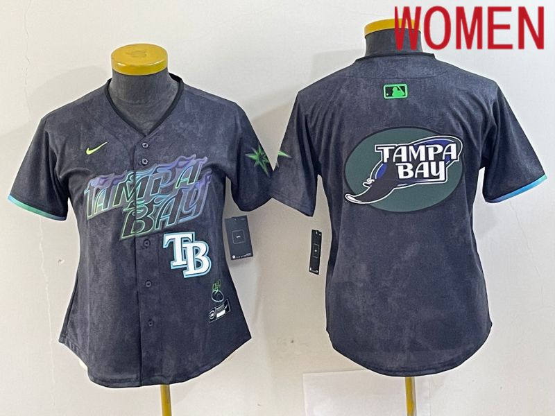 Women Tampa Bay Rays Blank Nike MLB Limited City Connect Black 2024 Jersey style 6